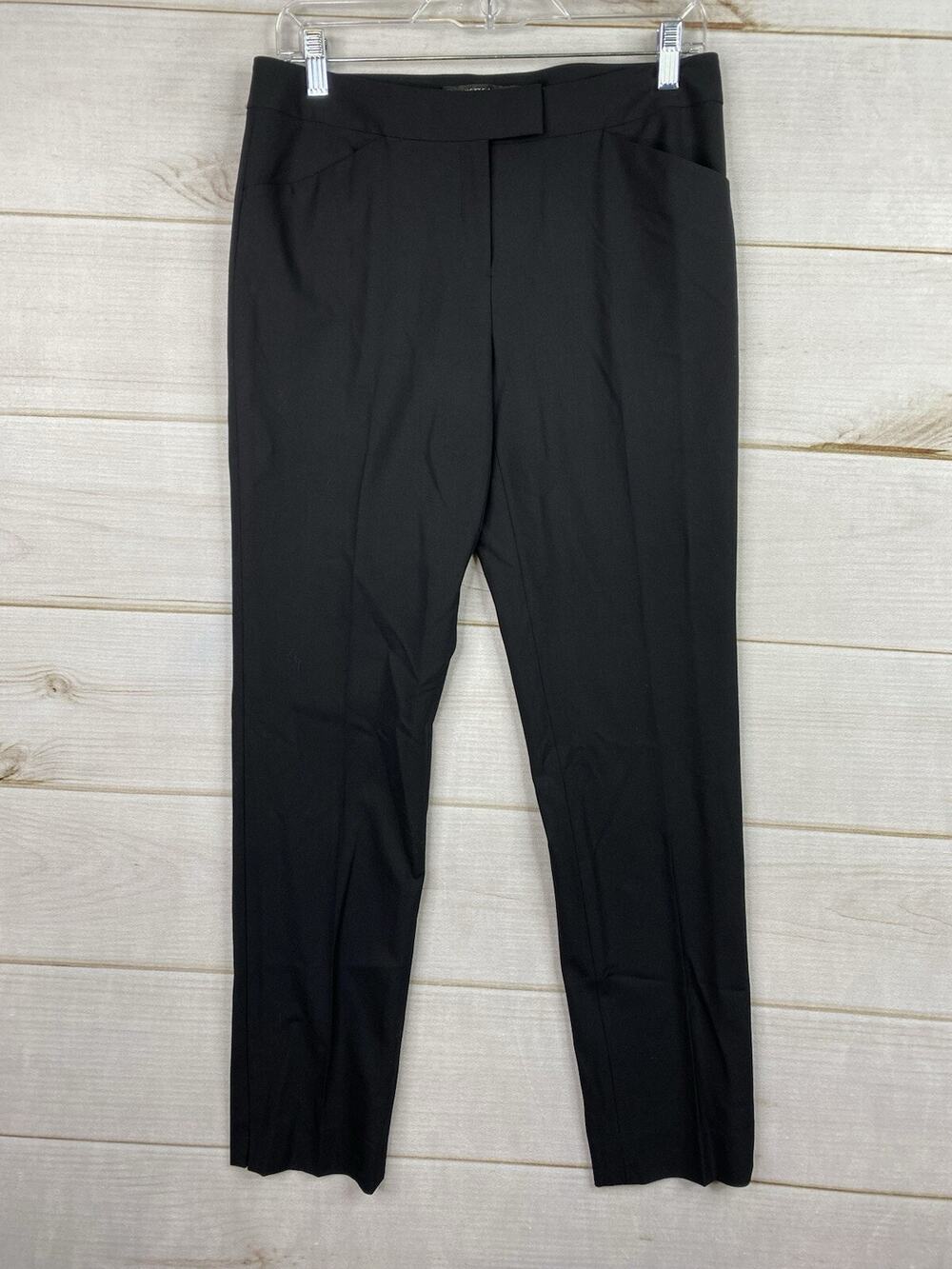 Lafayette 148 New York Wool Pants Sz 4 Black Straight Stretch Lightweight